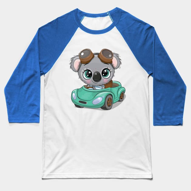 Cute Koala the driver of the green car Baseball T-Shirt by Reginast777